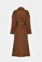 Premium Wide Cut Epaulette Detailed Maxi Suede Women's Trench Coat - 2