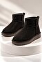 Women's Ankle Boots with Stone Detail, Fur Inside, and Thin Sole