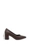 Women's Brown Pointed Toe Medium Thick Heeled Shoes - 3