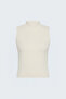 Zero Sleeve Bearded Knitwear Blouse - Cream - 3