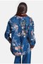 Women's 1W6-4 Oversize Floral Printed Leather Detailed Special Design Denim Jacket Shirt - 7