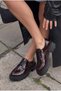 Women's Brown Patent Leather Lace-Up Oxford Loafer Moccasin Flat Sole Daily Office Shoes 142 - 2
