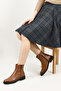 Women's Tan Floater Zippered Rubber Sole Genuine Leather Boots - 3