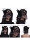 Black Lace Tulle Veil Party Mask - Feathered Pearl Detail - 2