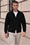 Palermo Oversize Thessaloniki Knitted Buttoned Men's Knitwear Cardigan - Black - 3