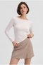 Women's White Boat Neck Long Sleeve Modal Cotton Basic Blouse - 2