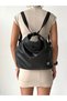 Women's Functional Soft Leather Shoulder and Backpack School Bag Daily Bag (Height 30 cm Width 36 cm) - 5