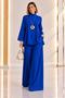 Blouse with Side Slits and Slit Detail & Wide-Legged Trousers Bottom Top Crepe Set Cou-116