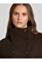 Onlaugusta Women's High Collar Buttoned Short Coat Cocoa Creme Melange - 3