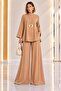 Blouse with Side Slits and Slit Detail & Wide-Legged Trousers Bottom Top Crepe Set Cou-116