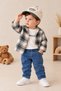 Lumberjack Buttoned Shirt, Printed Bodysuit, Lycra Stretch Jeans and Printed Hat 4-Piece Baby Boy Set - 3