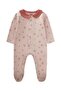 0-9 Months Powder Pink Crispy Floral Print Baby Collar Jumpsuit - 2