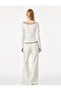 Viscose Blended Gathered Boat Neck Layered Long Sleeve T-Shirt - 4