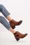 Pubys heeled side accessory women's genuine leather boots in taba skin - 2
