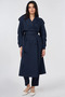 Apolet Detailed Trench Coat Dark Navy Blue