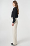 Pins Detailed Fabric Trousers Ecru - 3