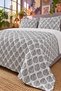 Gray Geometric Patterned Bedspread 200X220 Double Pique Set - 7