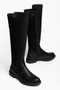 Women's Black Scuba Fabric Below-Knee Boot with Thermo Sole - 2