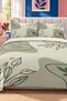 Green Abstract Leaf Patterned Bedspread 200X220 Double Pique Set - 4