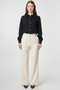 Pins Detailed Fabric Trousers Ecru - 2
