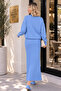 6109 Pearl Detailed Gilet Knitwear Set Blue - 3