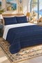 Navy Blue Pinstripe Bedspread 200X220 Double Pique Set - 2