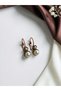 Minimal Dangle Earrings with Round Stone - 7