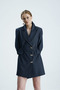 Canni Elastic Waist Denim Look Navy Blue Dress - 7