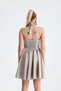 Opal Halter Neck Beige Dress with Bird's Eye Detail and Ruffles - 6