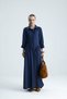 Ofre Front Buttoned Indigo Belted Long Dress
