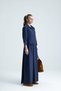 Ofre Front Buttoned Indigo Belted Long Dress - 2