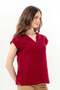 Short Cap Sleeve Gülizar Şile Bezi Summer Embroidered Blouse Burgundy Brd - 4