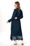 Long Sleeve Sena Ethnic Patterned Autumn and Winter Long Knitwear Dress Indigo Indg - 2