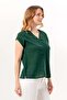 Short Cap Sleeve Gülizar Şile Bezi Summer Embroidered Blouse Green Ysl - 3