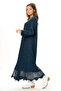 Long Sleeve Sena Ethnic Patterned Autumn and Winter Long Knitwear Dress Indigo Indg - 4