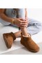 Women's Ultra Mini Tan Wool Shearling Boat Shoes