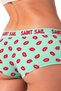 Lip Patterned Women's Boxer – Mint Green Red Kiss Patterned Underwear - 3