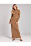 Women's Patterned Fishneck Zippered Knit Dress - 4