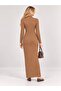 Women's Patterned Fishneck Zippered Knit Dress - 6