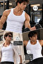 Gd Goldoremi 4-Pack, Men's Premium 100% Cotton White Halter Neck Sports Lycra Ribbed Camisole Boxed Undershirt - 7