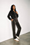 Women's Brown Velvet Zippered Oversize Tracksuit Top and Bottom Set - 4