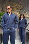 Men's 3 Thread Yarn Embroidered Sweatshirt with Stand Collar and Half Zipper Sun208 - 5