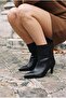 Berali Women's Black Leather Pointed Toe Thin Heeled Boots - 6