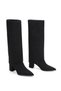 Black Suede Women's Boots with Dusty Detail and Detachable Apparatus - 6