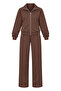 Women's Brown Zippered Oversize Tracksuit Top and Bottom Set - 3