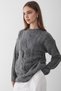 Women's Anthracite Knitted Patterned Sweater - 5