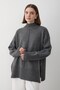 Women's Anthracite Oversized Turtleneck Knitwear Sweater - 3
