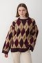 Damen-Pullover in Pflaumenfarbe mit Argyle-Muster in Übergröße