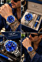 Steel Men's Blue Wristwatch with Silver Strap Color Bracelet Gift - 2