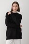 Women's Black Crew Neck Oversize Knitwear Sweater - 5